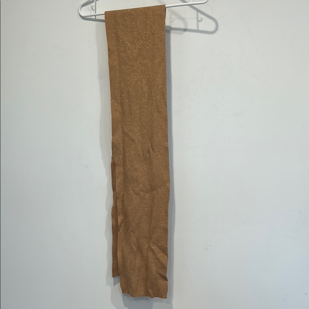 Vintage Moda international ribbed knit metallic gold tan women’s neck scarf o/s